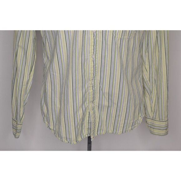 BKE Men's Large Contour Fit Yellow Striped Long Sleeve Button Down Shirt - Picture 3 of 11